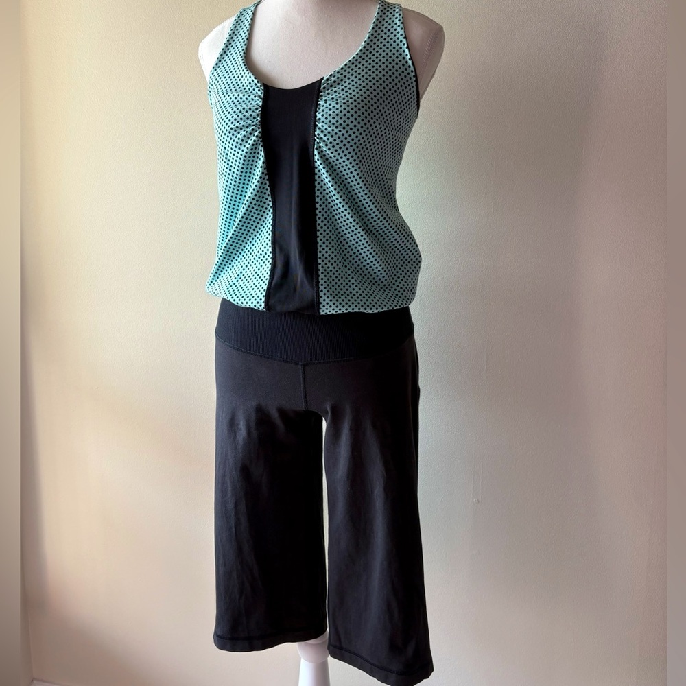 Sz6 Lululemon Romp Her Jumpsuit Romper Black Mint